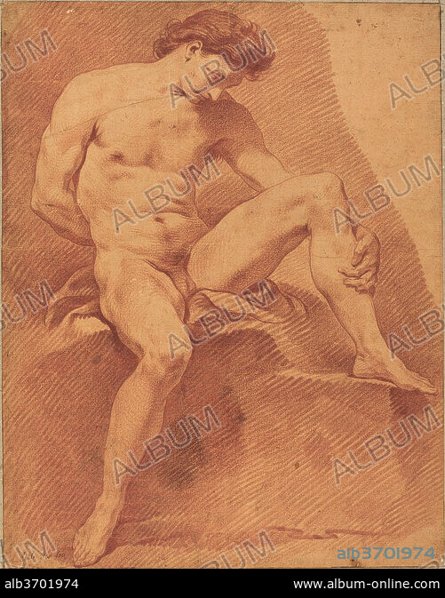 CARLE VAN LOO A Seated Male Nude Dimensions Sheet 48 8 X 37 9 Cm