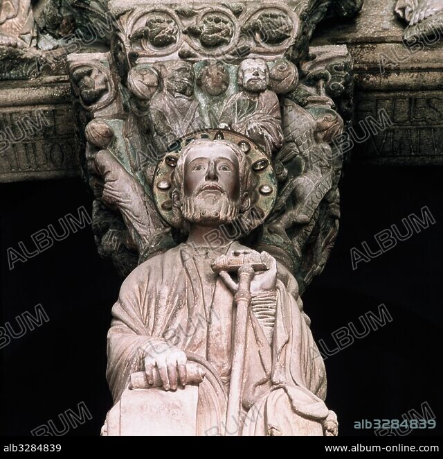 Imagen De Santiago En El Parteluz Del P Rtico De La Gloria Catedral De