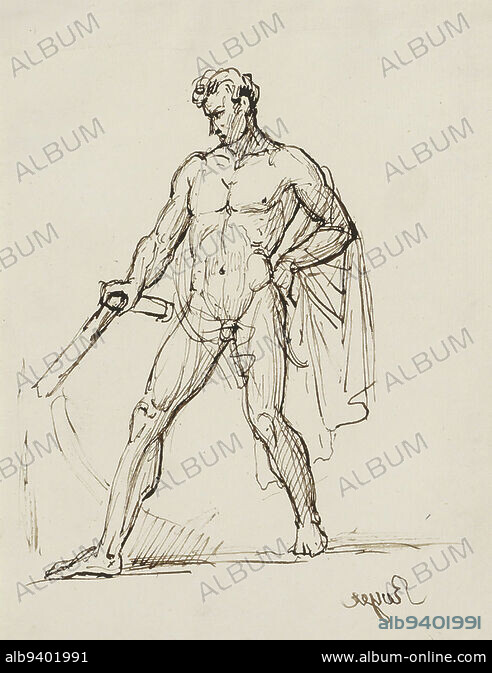 Naked Man With A Cape And Sword Louis Royer C C Sheet