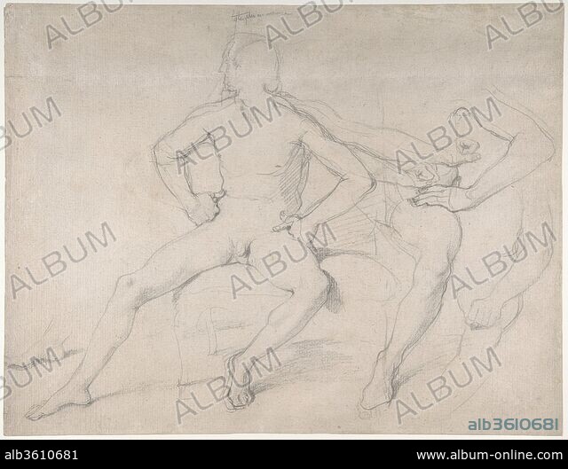 JEAN AUGUSTE DOMINIQUE INGRES Study Of A Seated Nude Male Album