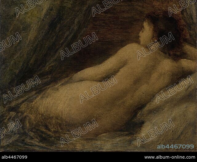 Reclining Nude Study Of A Naked Woman Lying On A Sofa Or Bed Seen