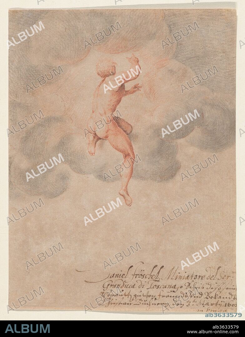 A Nude Male Seen From The Back In Clouds After Michelangelo Buonarroti