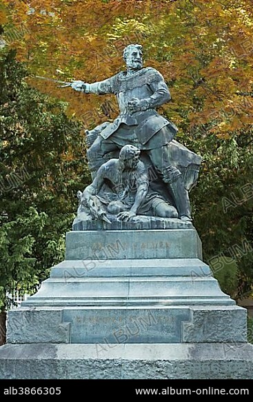 Monument to Benedikt Fontana, 1450-1499, Grisons national hero, 1903 by Richard Kissling, Fontana Park, Chur, Canton of Grisons, Switzerland, Europe.