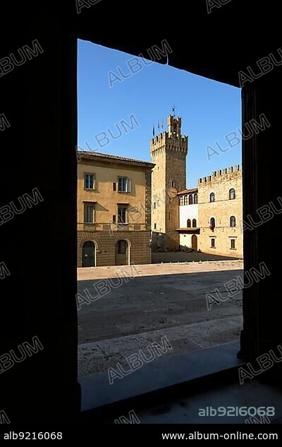 Arezzo Tuscany Italy. Framed view of Palazzo dei Priori Communal