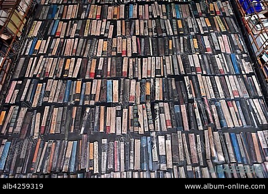 A way paved with by the Nazis burnt books in the exhibition, museum, interactive exhibition, "The Story of Berlin", Berlin, Germany, Europe.