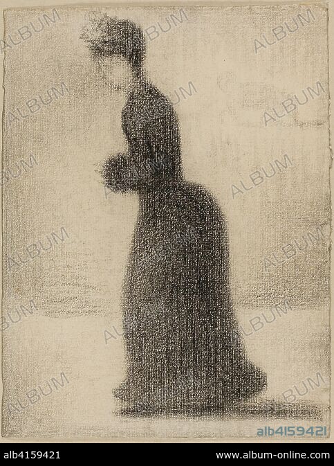 A Woman Fishing, 1884 (conte crayon) by Georges Seurat