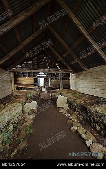 Excavation of the foundations of a nave, Icelandic farm from the Viking Age, Stöng, Þjórsárdalur, Iceland, Europe.