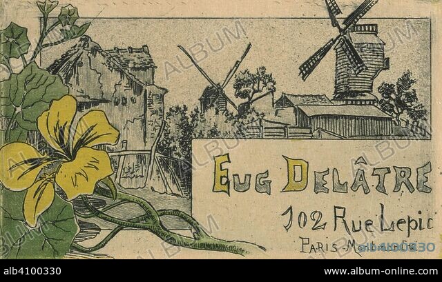 Business card of printmaker-printer Eugène Delâtre. Dimensions: 9.1 cm ...