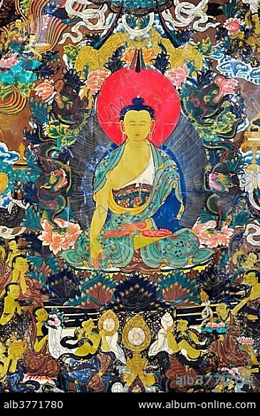 Buddhist painting from Tibet, Thangka painting from Tibet.