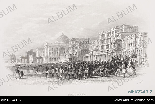 Calcutta The Esplanade. From the book Gallery of Historical Portraits  published c.1880. - Album alb1654317