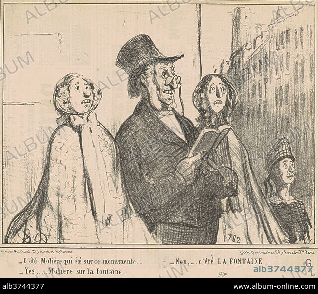 HONORé DAUMIER. C'été Molière que été sur ce monumente ... Dated: 19th ...