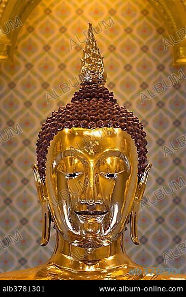 Wat Traimit Temple, Golden Buddha head, Phra Maha Suwan Patimakon Phuttha, Trimitr, Bangkok, Thailand, Asia.