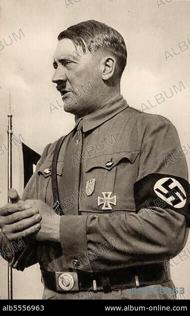 Adolf Hitler (* 20 April 1889 in Braunau am Inn) († 30 April 1945 Berlin), Leader of the Nazi Party, Reich Chancellor from 1933, also self-appointed "Fuehrer" and head of state of Germany.