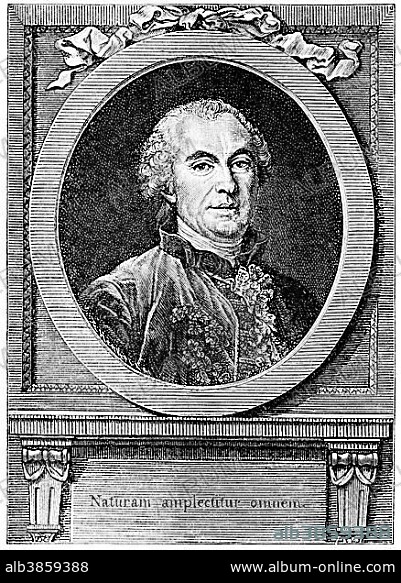 Historical print from the 19th century, portrait of Georges Louis Marie Leclerc, Comte de Buffon, 1707 - 1788, a French scientist of the age of Enlightenment.