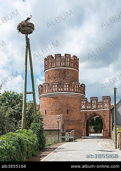 Elbtor and tower, 15th century, now museum with viewing platform, Stork, Hanseatic City Werben, Saxony-Anhalt, Germany, Europe.