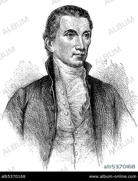 Historical drawing, US-American history, 18th century, portrait of James Monroe, 1758 - 1831, 5th President of the United States of America.