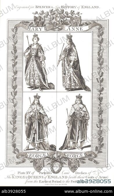 English Kings and Queens with coats of Arms, 1780-1800 Artist: Unknown ...