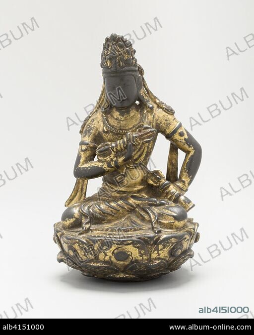 Vajrasattva Seated on Lotus Flower with Hands Grasping a Thunderbolt ...