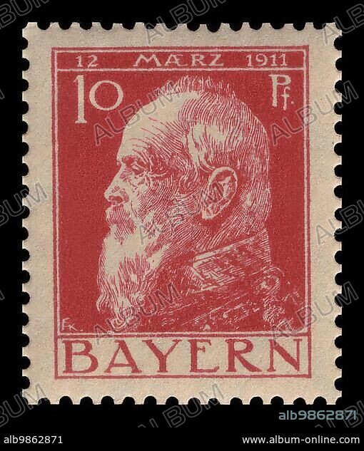 Stamp from the Kingdom of Bavaria around 1911 Prinzregent