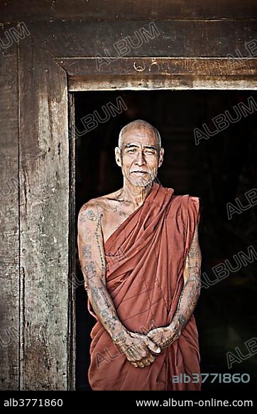 Buddhist monk at a monastery in Burma, Myanmar, Southeast Asia, Asia ...