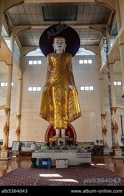 Standing buddha, Su taung pyi pagoda, Myitkyina, Kachin state, Myanmar, Asia.