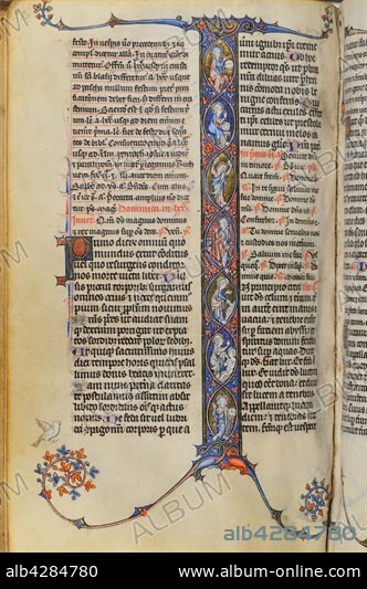 God the Father and the Six days of Creation. Breviary for Paris, folio 123. Early 14th century manuscript. Parchment.