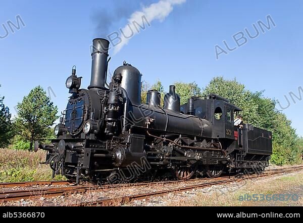 17c372 steam locomotive, the oldest express train in Austria, built in 1891 in the Floridsdorf locomotive factory, maximum speed 90 kilometers per hour, 612 HP engine power, Railroad Museum Strasshof, Austria, Europe.