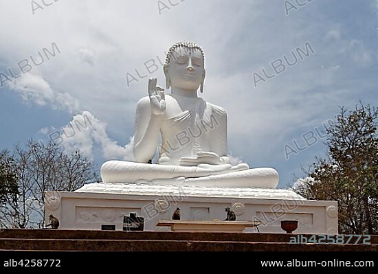 White Buddha Statue, Mihintale Temple, Sri Lanka, Asia.