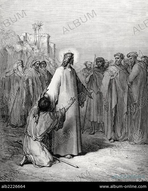 PAUL GUSTAVE DORÉ. New Testament. Jesus heals a demon-possessed dumb ...