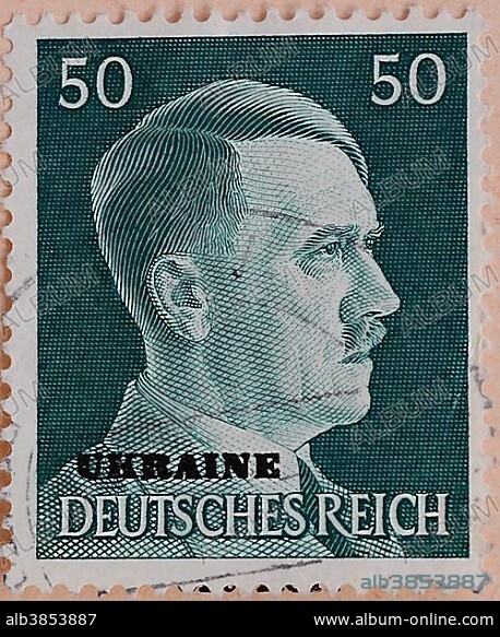 German stamp from 1941 with a portrait of Adolf Hitler and