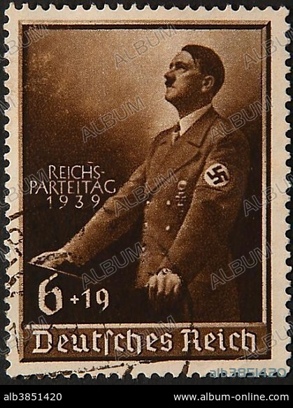 Adolf Hitler German politician portrait on a German stamp 1939