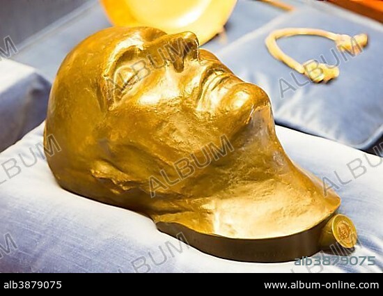 Bronze death mask of Napoleon Bonaparte, Bowood House and gardens, Calne, Wiltshire, England, United Kingdom, Europe.