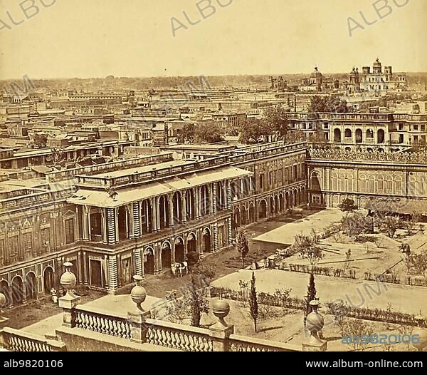 Panorama of Lucknow; Lakhnau; View of the Devastation Caused by the Lucknow Massacre; Event of the Indian Uprising of 1857; India; Historic; digitally restored reproduction from an original of the period; Asia.