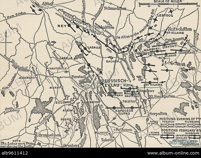 'Map of the Battle of Eylau', 1807, (1896). Artist: Unknown. - Album ...