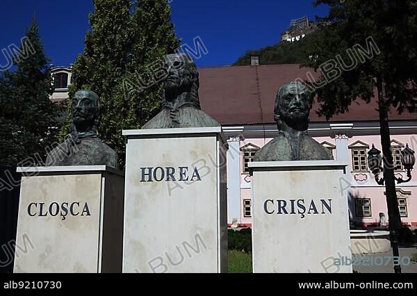 Deva, Diemrich. Magna Curia Castle, built in the 16th century in Renaissance style, with busts of Horia, Closca and Crisan, the leaders of the Horea Uprising, Transylvania, Romania, Europe.