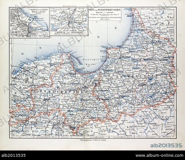 MAP OF EAST AND WEST PRUSSIA, KÖNIGSBERG (KALININGRAD, RUSSIA) AND ...