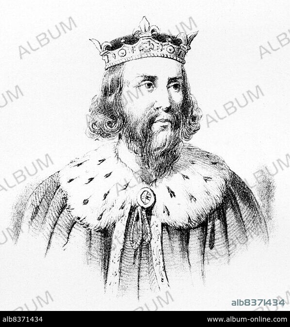 England: King Alfred the Great (r. 871-899), engraving, late 19th 