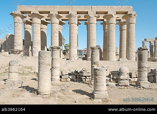 Columns, Luxor Temple, UNESCO World Heritage site, Thebes, Luxor, Luxor Governorate, Egypt, Africa.