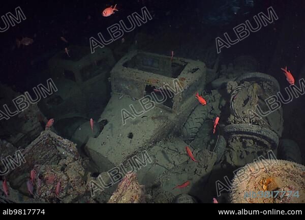 World War II truck Truck in the hold of the Thistlegorm; wreck. Dive site Thistlegorm wreck; Sinai; Egypt; Red Sea; Africa.