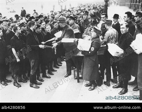 Hitler's plebiscite. . Leaflets distributed during the propaganda campaign carried out in Berlin to encourage people to answer 'Yes'.. August 1934.