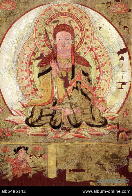 China: The bodhisattva Ksitigarbha, identified by patched robe and 