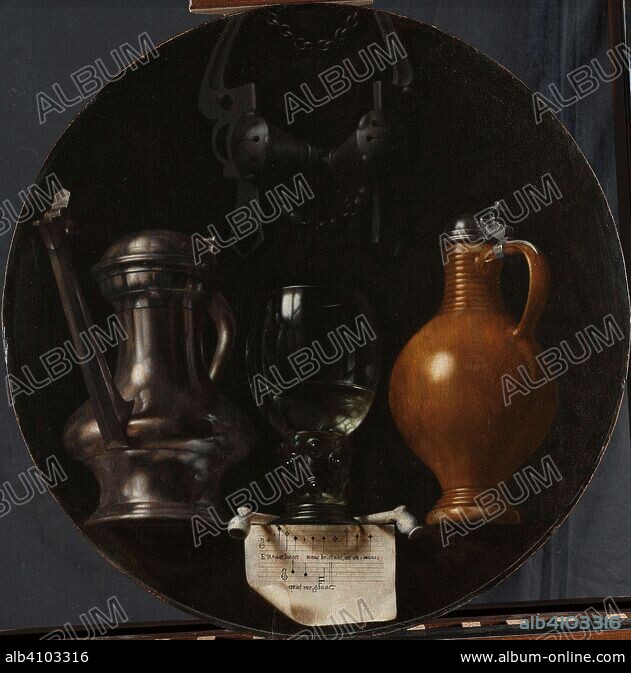 Emblematic Still Life With Flagon, Glass, Jug And Bridle, 1614