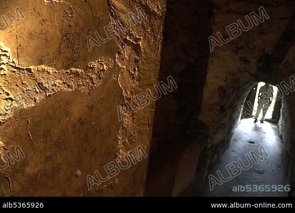 Estuco drawings from Early Classic period, Acanaladuras Palace, Tikal National Park, Peten Department, Guatemala, Central America.