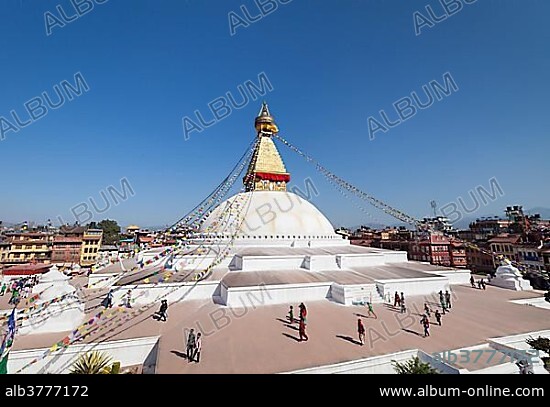 Buddhist stupa, Boudhanath stupa, Boudhanath, Kathmandu, Nepal, Asia.