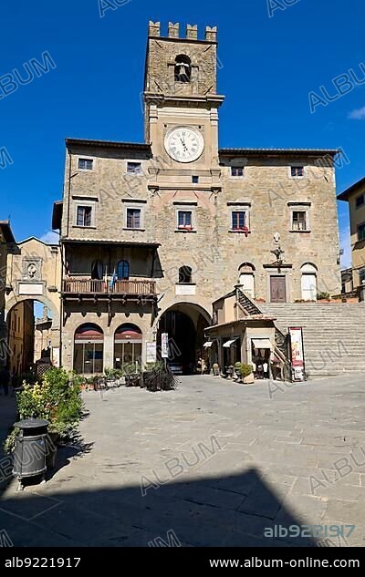 Cortona Arezzo Tuscany Italy. Palazzo del Popolo in Piazza della