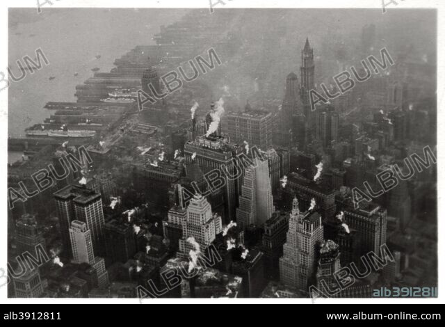 Aerial view of Manhattan, New York City, USA, from a Zeppelin 