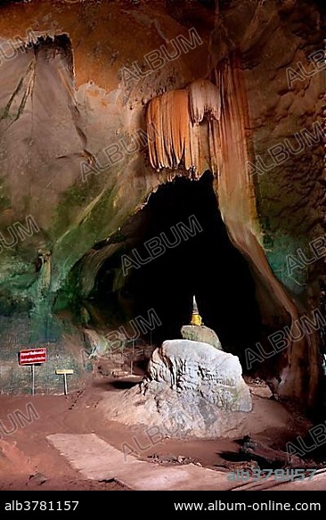 Cave temple Wat Suwan Kuha, Wat Tham, Wat Suwannakuha, monkey temple, near Phang Nga, Krabi province, Southern Thailand, Thailand, Southeast Asia, Asia.