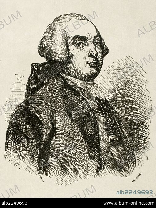 Louis XVI (1754-1793). King of France. Portrait. Engraving, 19th century.  Colored. - Album alb2655278