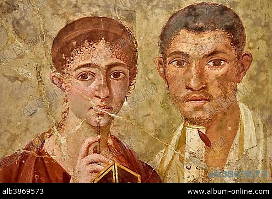 Roman wall painting of Terentius Neo and his wife, two residents