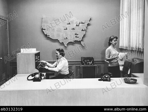 United States: c. 1956 Three members of the Min-Aqua Bats Waterski